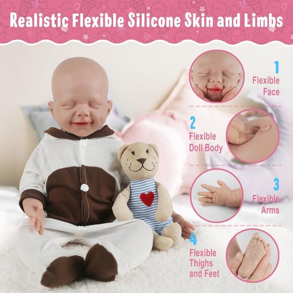 🆕16 inch Sleeping Lifelike Full Silicone Anna Baby Doll with Closed Eyes Girl - Picture 5 of 6